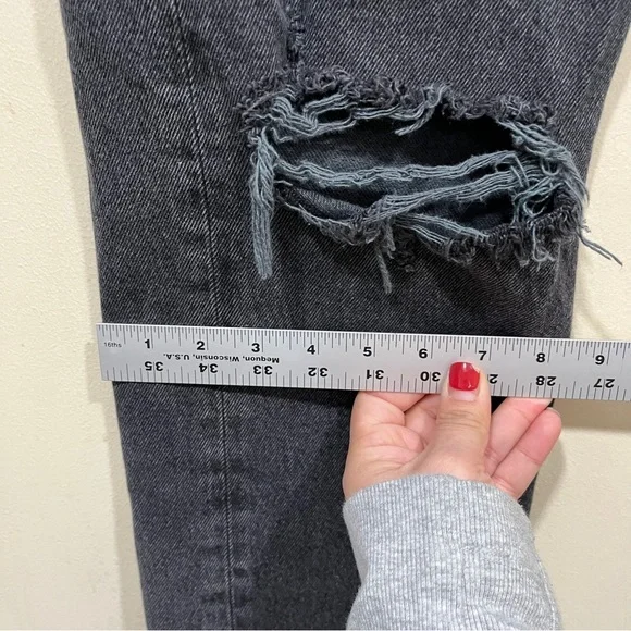 AGOLDE High Rise Straight Jeans in Distortion size 25 distressed grey jeans - Picture 5 of 8